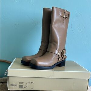 NWOT Michael Kors Brown Leather Heeled Boots